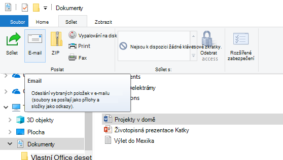 Jak sdílet soubor prostřednictvím e-mailu na Windows 10