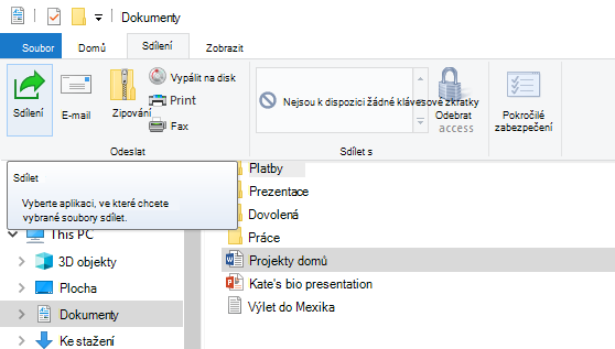 Kde najít tlačítko Sdílet v Průzkumník souborů na Windows 10