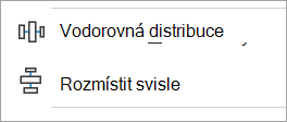Snímek obrazovky zobrazující možnosti vodorovného a svislého zarovnání v okně Zarovnat objekty.