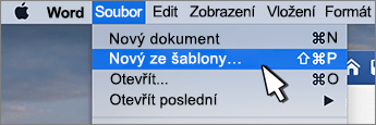 Možnost Nový ze šablony