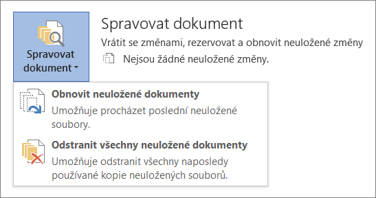 Spravovat dokumenty Office 2016