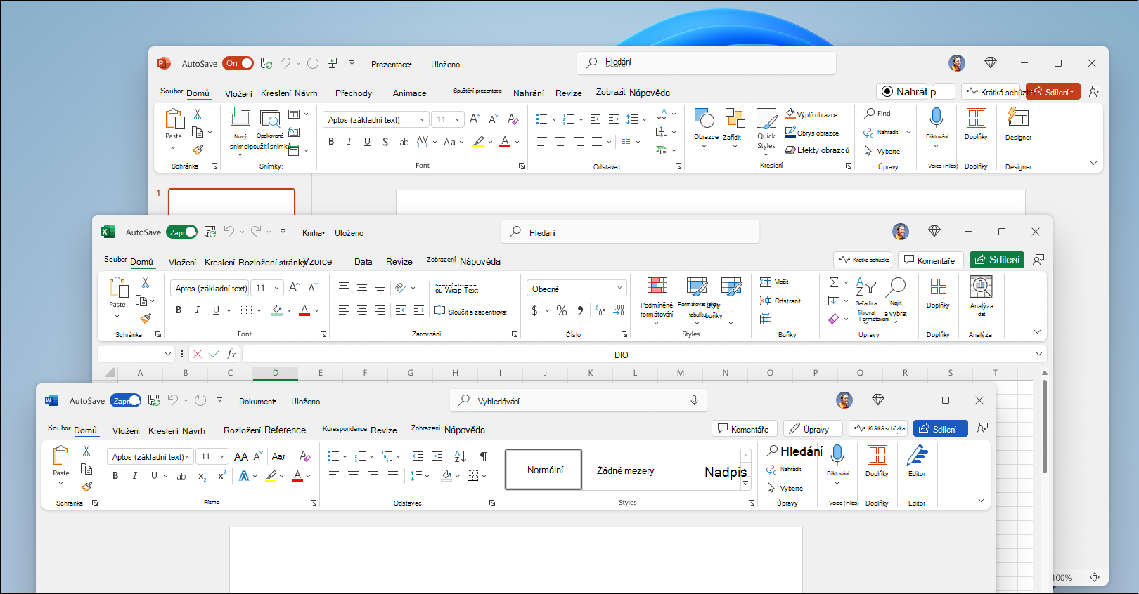 Zobrazení nového motivu Office