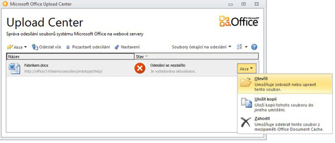 Upload Center – nabídka Vyřešit