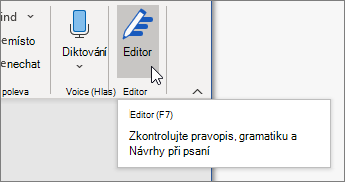 Na kartě Domů zvolte Editor nebo stisknutím klávesy F7 otevřete podokno editoru.