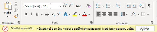 Odeslání se nezdařilo kvůli banneru s konfliktem