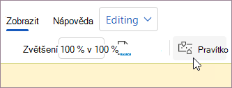 Zobrazí pravítko.