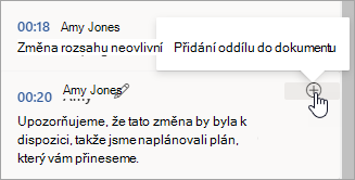 Vyberte Přidat oddíl do dokumentu