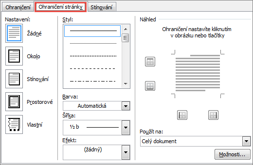 Word 2010 Page Border tab of Borders and Shading dialog box