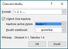Pomocí dialogového okna Číslování titulku můžete k titulkům přidat čísla kapitol.