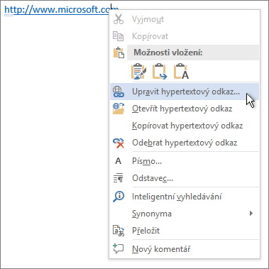 Úprava hypertextového odkazu