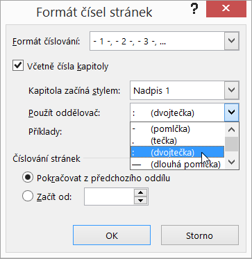 Volba stylu čísla kapitoly