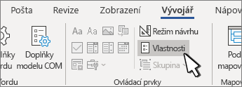 Tlačítko Vlastnosti ovládacích prvků