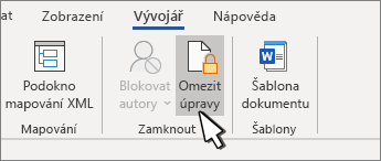 Tlačítko Omezit úpravy
