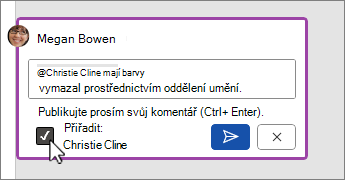 Zaškrtávací políčko Přiřadit úkol