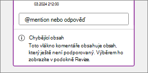 Chybějící zpráva o obsahu u komentáře
