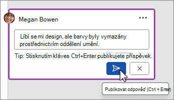 Tlačítko Publikovat u komentáře