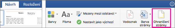 Na kartě Návrh je zvýrazněná možnost Ohraničení stránky
