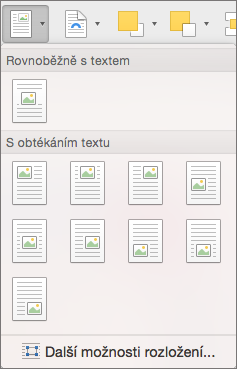 V nabídce Pozice vyberte pozici vybraného obrázku nebo nakresleného objektu vzhledem k okolnímu textu.