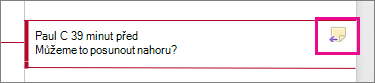 Zvýrazněná ikona Odpovědět na komentář