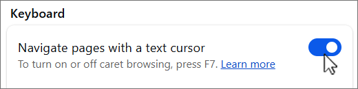 Procházení stránek pomocí snímku obrazovky s tlačítkem textového kurzoru,
