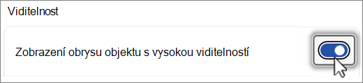 Snímek obrazovky s tlačítkem Zobrazit viditelnost obrysu.