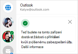 Snímek obrazovky s potvrzením přihlášení