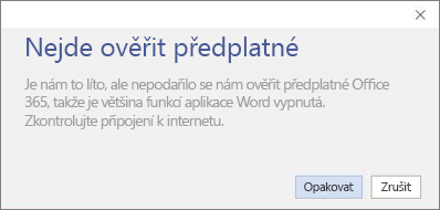 Snímek obrazovky s chybovou zprávou o