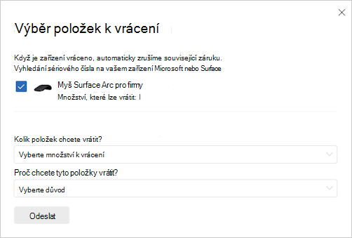 Snímek pro výběr návratu.