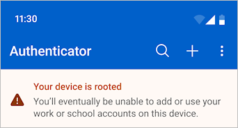 Snímek obrazovky s aplikací Microsoft Authenticator se zprávou upozornění