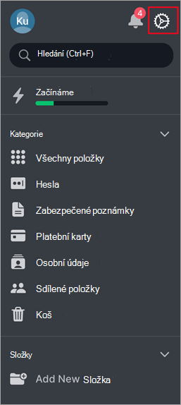 Tlačítko nastavení nordpassu