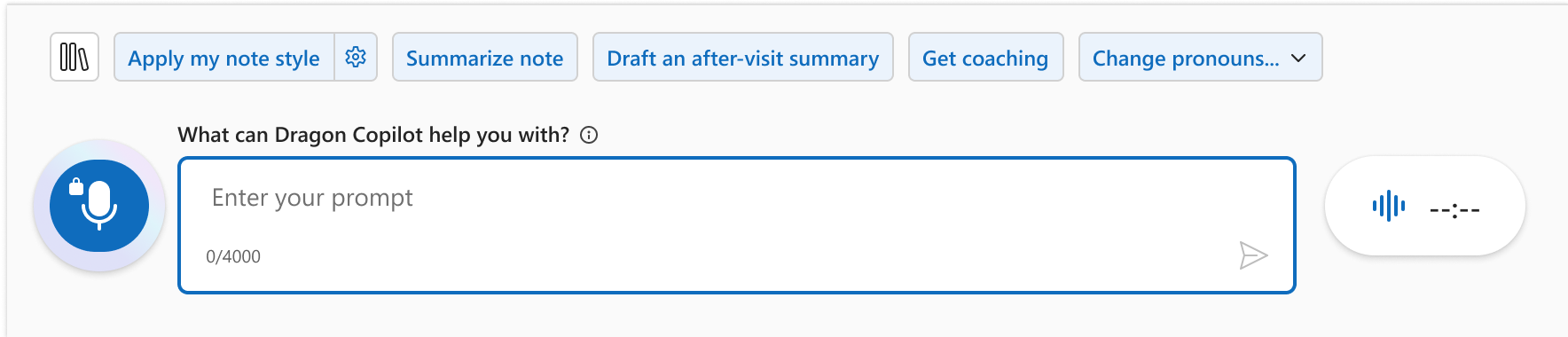 Dictation microphone icon while dictating