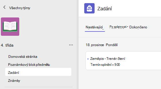 Snímek obrazovky zobrazující zadání