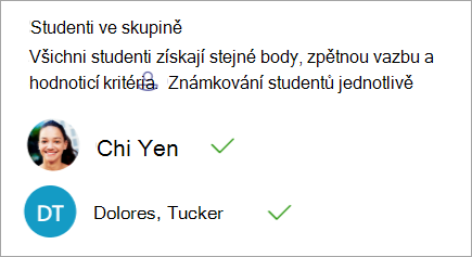 Možnost známkovat studenty jednotlivě