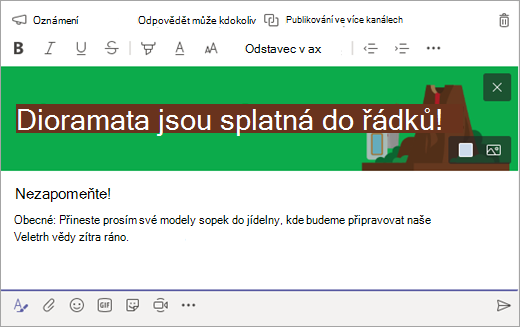 Snímek obrazovky, který ukazuje, jak vybrat obrázek pro oznámení.