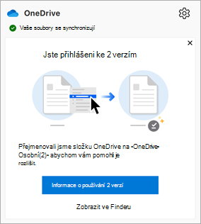 zprávu, která se zobrazí v centru aktivit OneDrivu