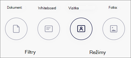 Možnosti režimů pro skenování obrázků na OneDrivu pro iOS