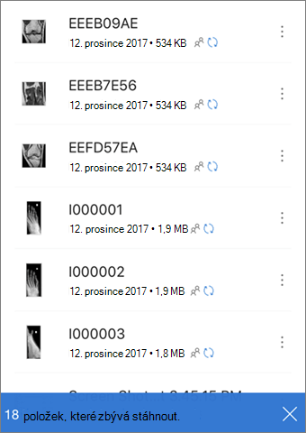 Text uživatelského rozhraní označující soubory čekající na stažení