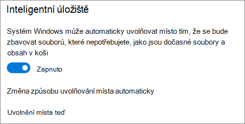 Přepínač úložiště ve Windows 10 pro aktivaci Inteligentního úložiště