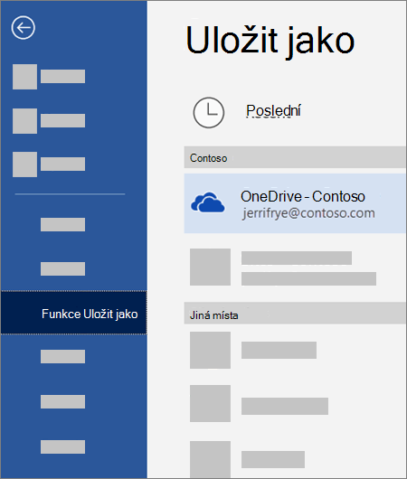 Uložení souboru z Wordu na OneDrive pro firmy