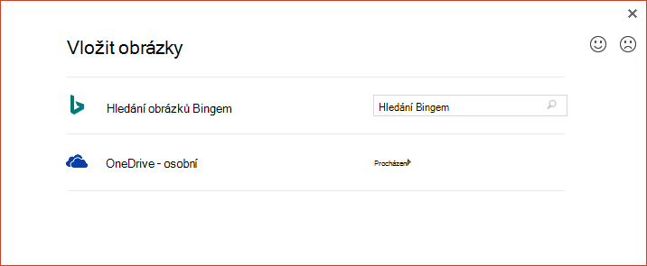 Možnost OneDrivu v dialogovém okně Vložit online obrázky už nefunguje podle očekávání