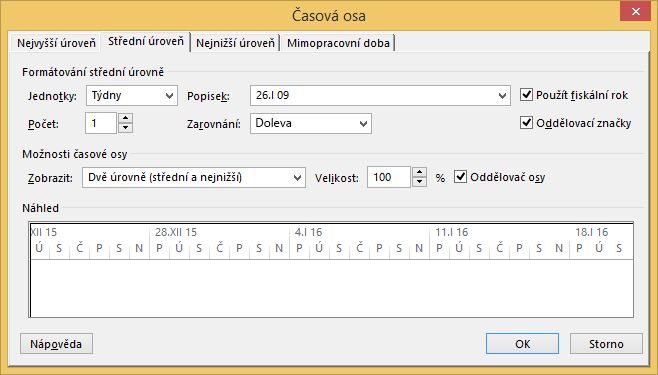 Timescale dialog box