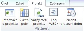 Skupina Vlastnosti na kartě Projekt