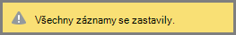 Zpráva Všechny nahrávky se zastavily zobrazená při schůzce Skypu pro firmy