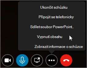 Příklad, jak vypnout nebo zapnout obsah schůzky