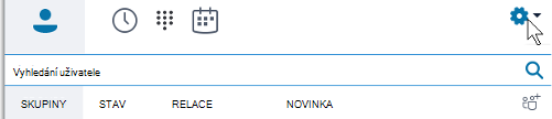 Možnosti hlavní nabídky aplikace Skype pro firmy