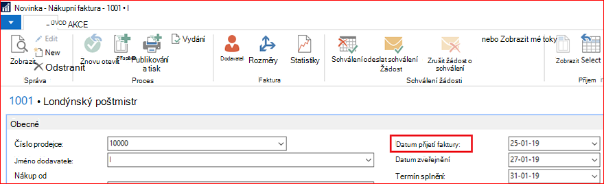 Vytvořit nákupní fakturu