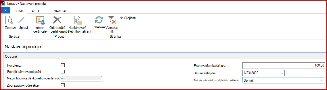 Upravit nastavení SII
