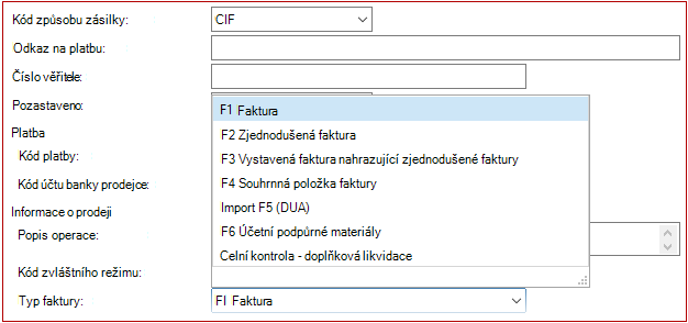 Nový typ nákupní faktury Celní Likvidace