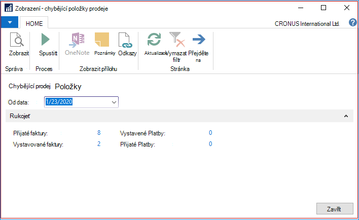 Zobrazení chybějících položek SII