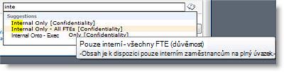 Vysvětlující text usnadní uživatelům vybrat správný termín.